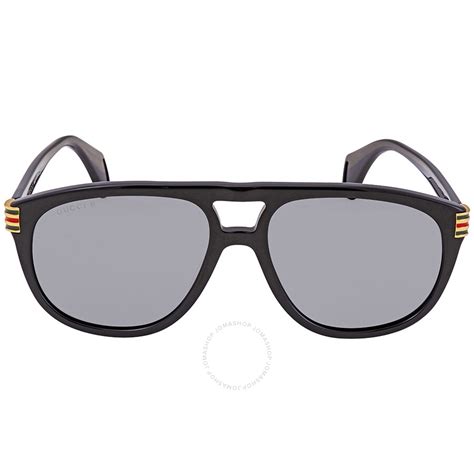 Gucci Grey Polarized Pilot Men's Sunglasses .